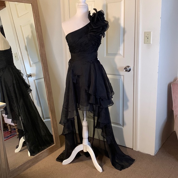 Mac Duggal One Shoulder Ruffle Hi Lo Gown A49527 - Picture 3 of 13